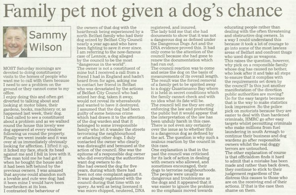 Click For Large Version Sammy Wilson MP - Belfast Newsletter